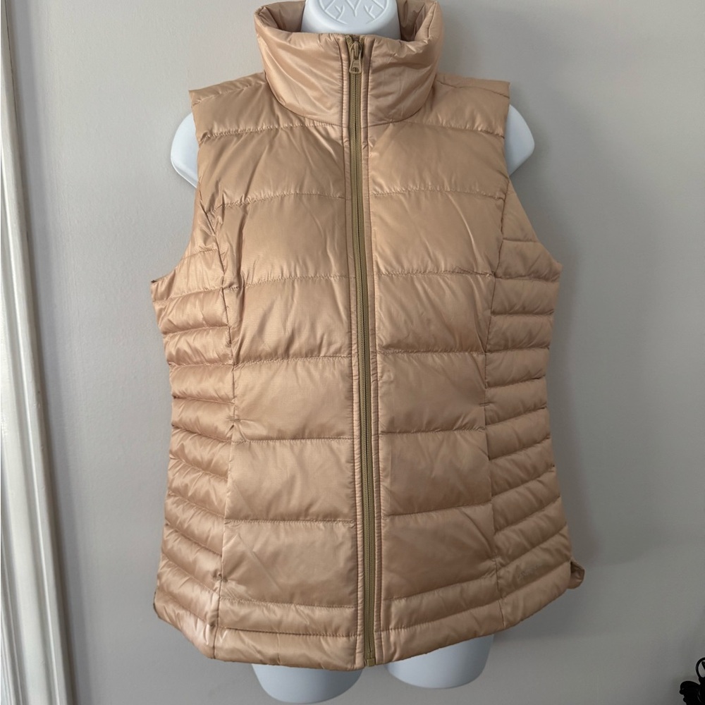 NWT Lands End Allied Feather Down Puffer Vest Tan Small Medium 6-8